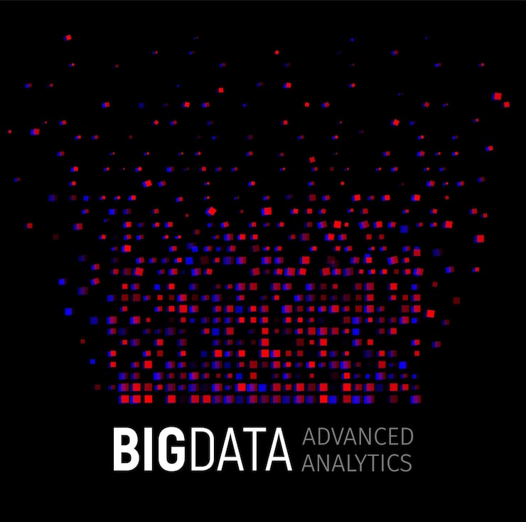 Vector big data abstract vector visualization lines and dots array big data connection complex graphic fractal element background vector illustration