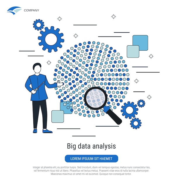 Big data analysis flat contour style vector concept