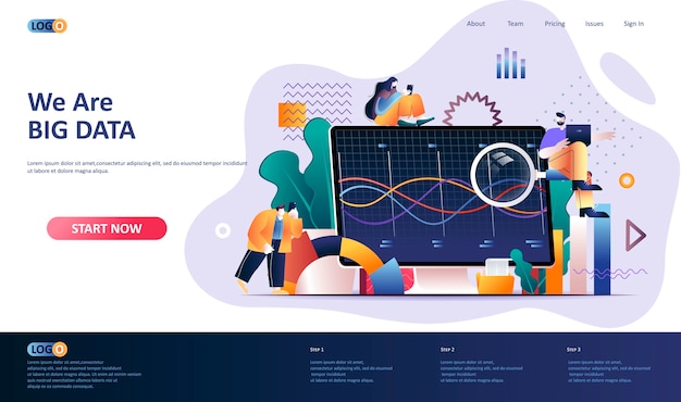 Vector big data analysis  landing page template  illustration