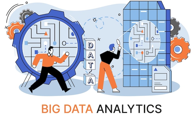 Vector big data analytics process of analyzing large and complex data sources to identify trends customer behavior metaphor and market preferences to make more effective business decisions data exploration