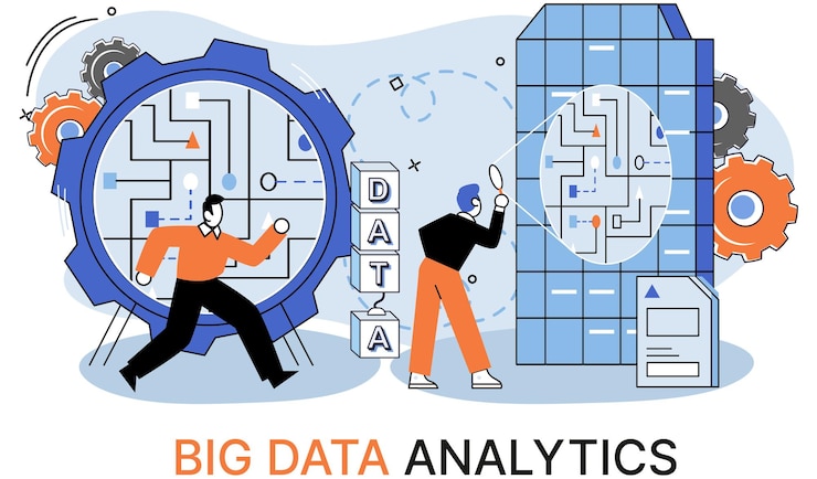 Vector big data analytics process of analyzing large and complex data sources to identify trends customer behavior metaphor and market preferences to make more effective business decisions data exploration