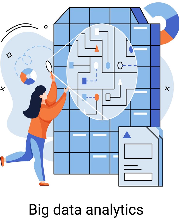 Vector big data analytics process of analyzing large and complex data sources to identify trends customer behavior metaphor and market preferences to make more effective business decisions data exploration