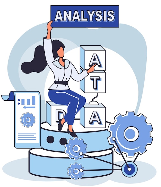 Вектор Аналитика больших данных процесс анализа сложных источников данных для метафоры эффективных бизнес-решений