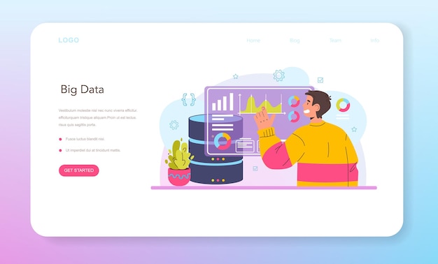 Big data analytics web banner or landing page big data from different