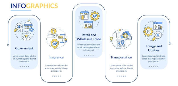 Big data-applicaties typen rechthoek infographic sjabloon