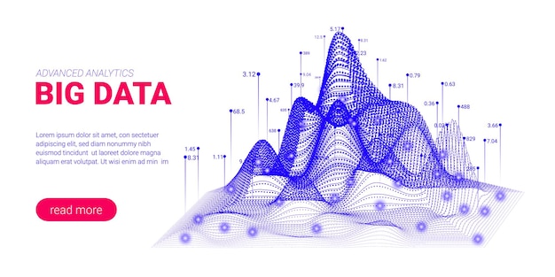 Vettore sfondo di big data con il concetto di analisi aziendale