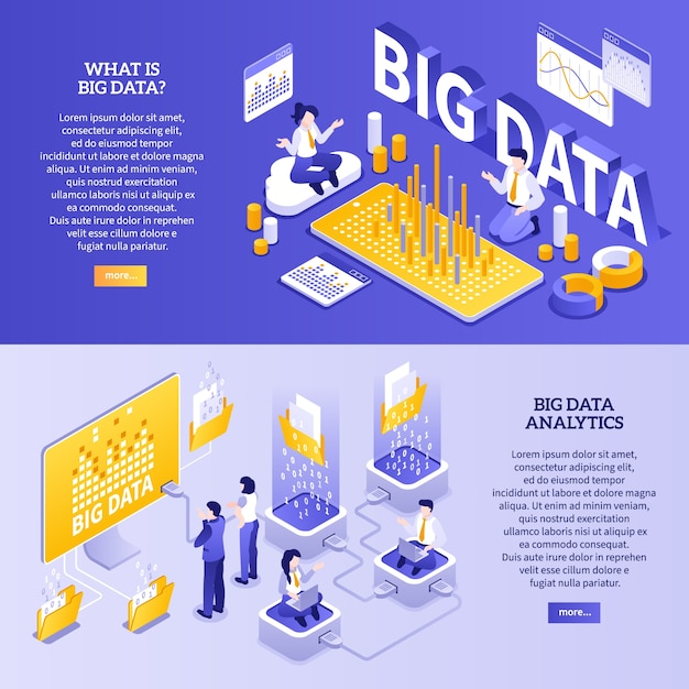 Big data banner in isometrische weergave