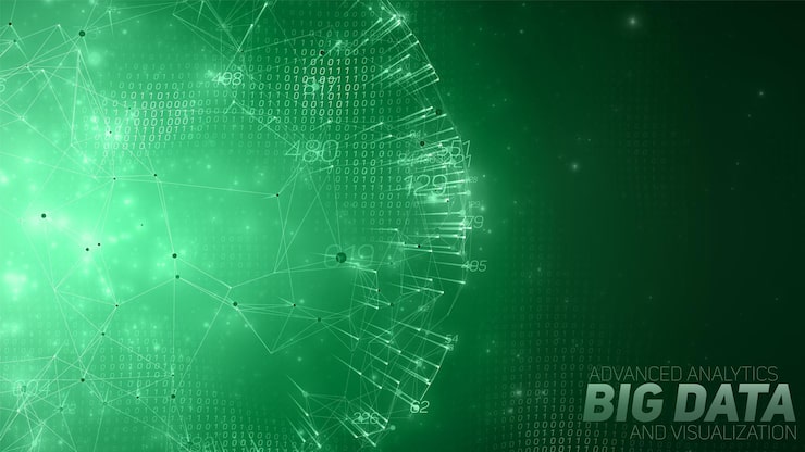 Vector big data circular visualization futuristic space infographic information aesthetic design visual data complexity complex data threads graphic with binary backdrop social network representation