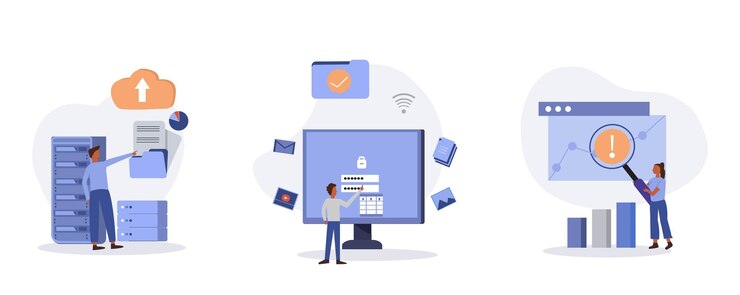 Vector big data and cloud computing illustration set business characters