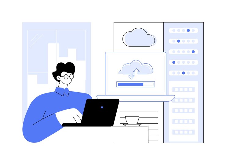 Vector big data cloud storage isolated cartoon vector illustrations professional it specialist encrypts