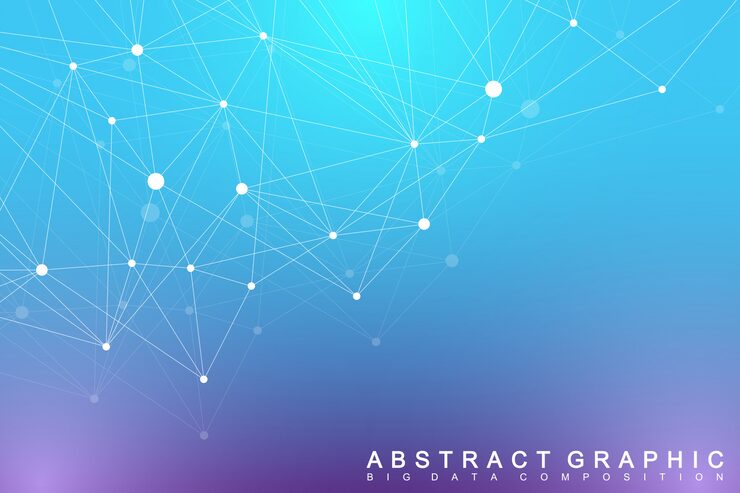 Vector 大數據複合體. 圖形抽象背景通訊. 深度的視角背景. 複合線和點的最小陣列. 數碼數據可視化. 插圖大數據.