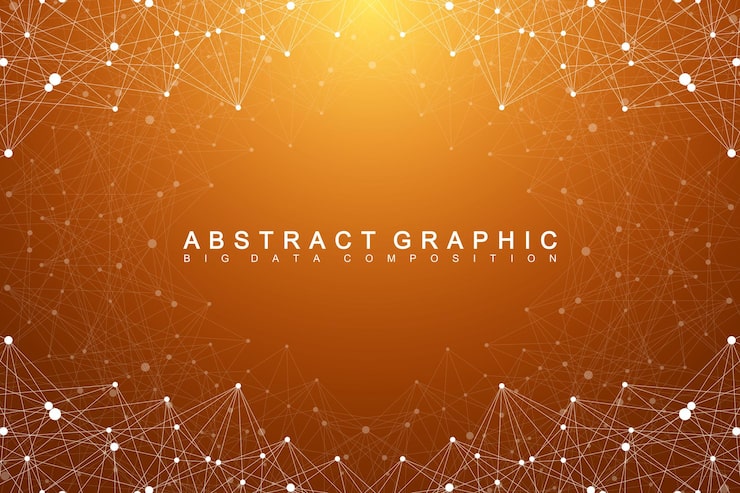 Vector big data complex graphic abstract background communication perspective backdrop of depth minimal array with compounds lines and dots digital data visualization vector illustration big data