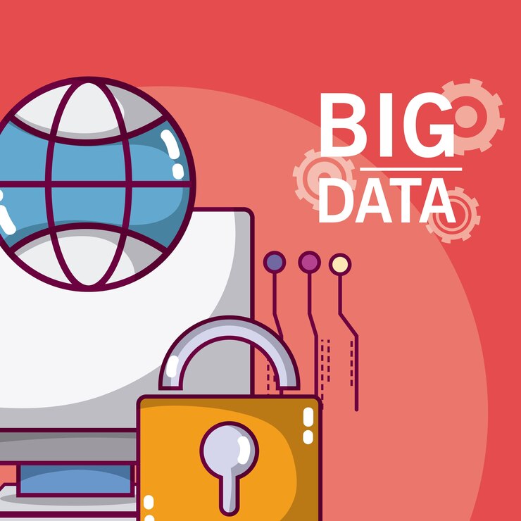 Vector big data computer with secure padlock and global sphere 