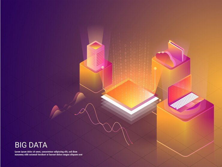 Vector big data concept based landing page design.