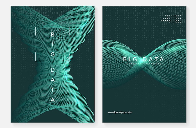 Big data concept. Digital technology abstract background. Artificial intelligence and deep learning. Tech visual for interface template. Wavy big data concept backdrop.