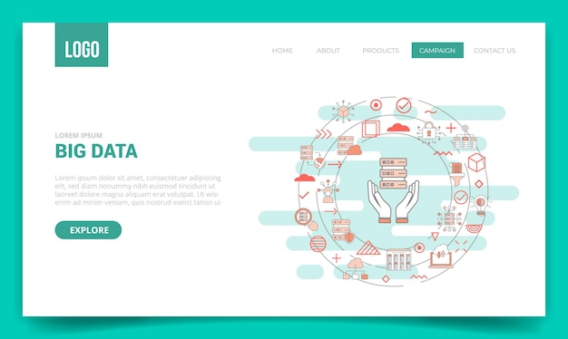 Vector big data concept with circle icon for website template or landing page homepage