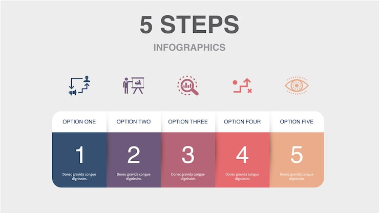 Vector big data database data aggregation algorithm artificial intelligence icons infographic design layout template creative presentation concept with 5 steps