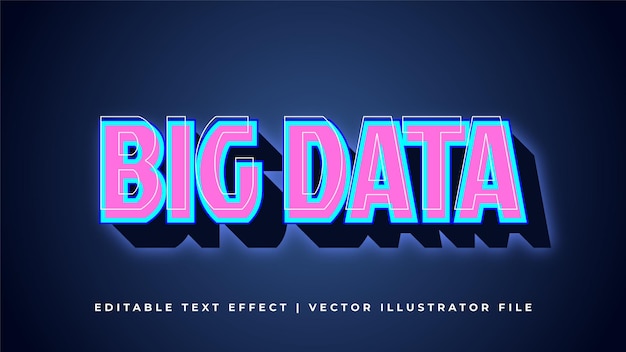 Vettore concetto di mockup di stili di effetti di testo 3d modificabili per big data stile di carattere modificabile con effetti di testo 3d moderni e vibranti