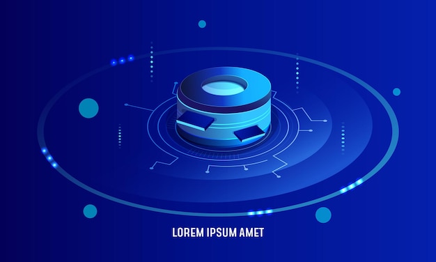 Big data flow processing concept, cloud database, isometric vector