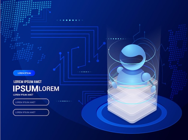 Big data flow processing concept, cloud database, isometric vector