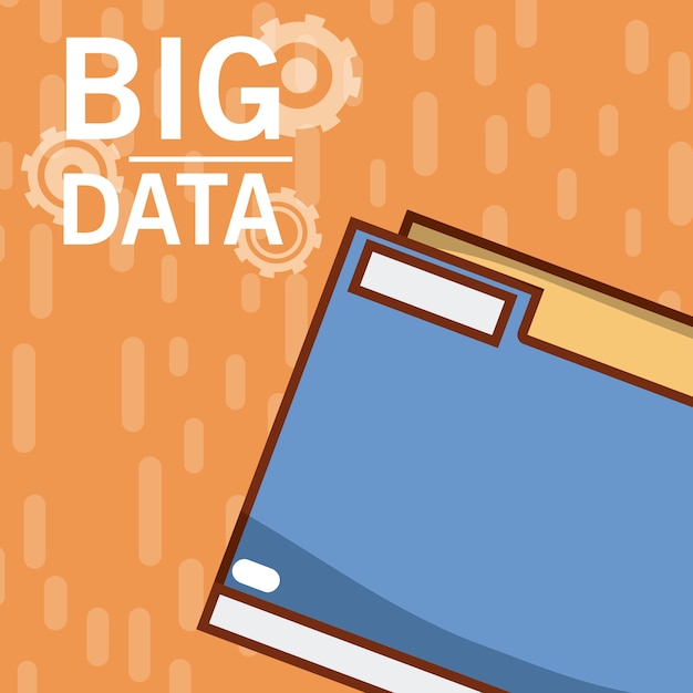 Vector big data folder over orange background