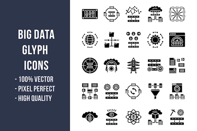 Big Data Glyph Icons