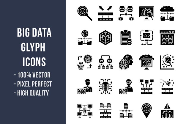 Big Data Glyph Icons