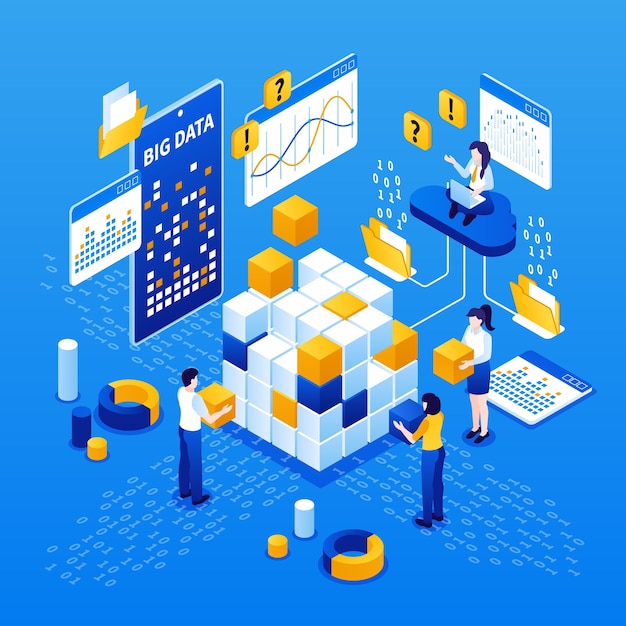 Big data illustratie in isometrische weergave