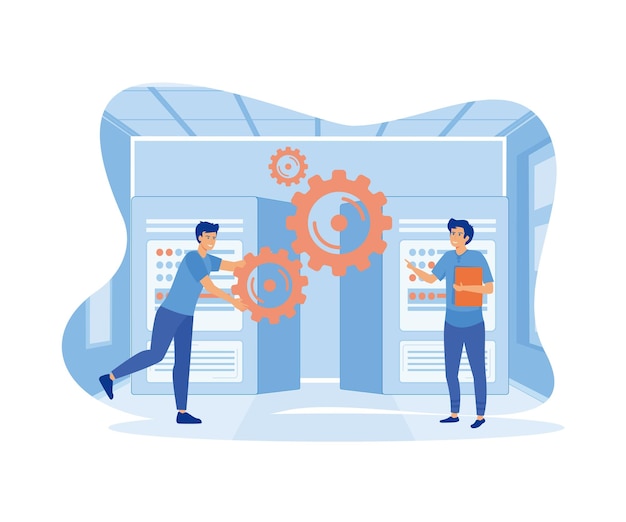 Big data job sharing online visualisatie abstracte metafoor platte vector moderne illustratie