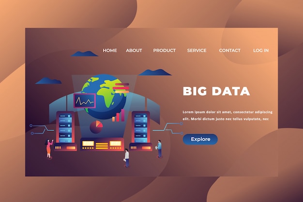 Vector big data landing page template