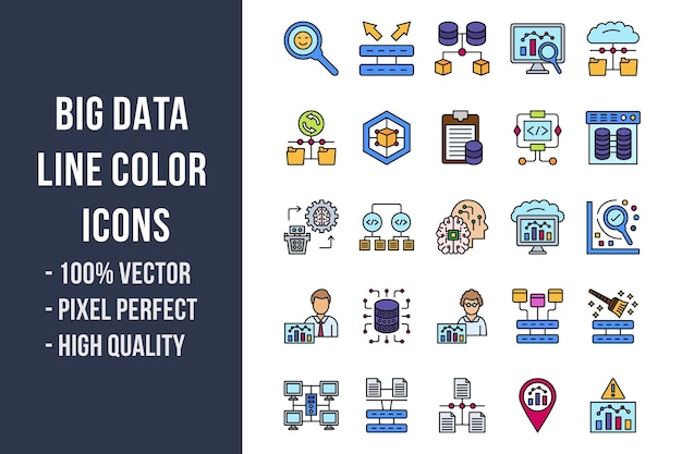 Big Data Line Color Icons
