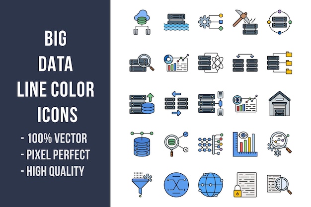 Big Data Line Color Icons