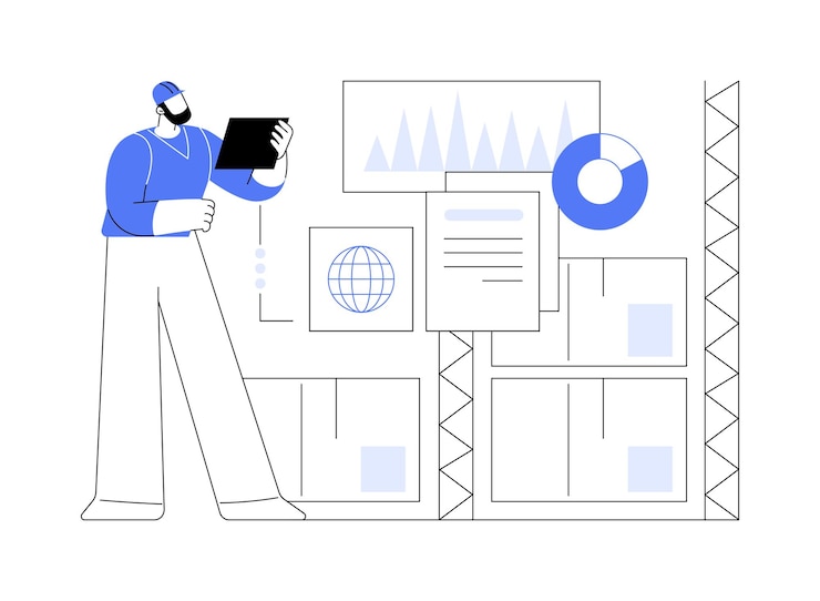 Vector big data in manufacturing isolated cartoon vector illustrations