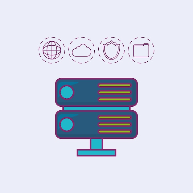 Big data-ontwerp met router en bijbehorende pictogrammen