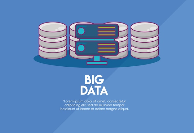 Vector big data-ontwerp met router- en dataservers