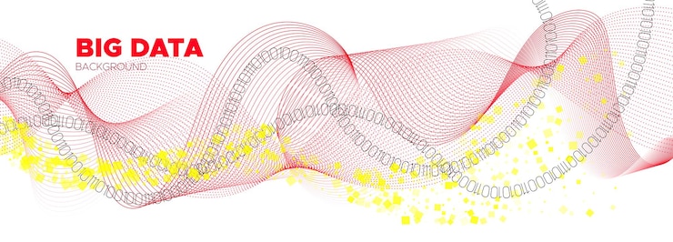 Vector big data particles stream in flow wave motion