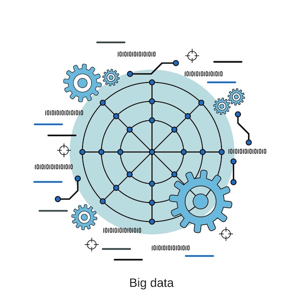 Big data processing flat design style vector concept illustration