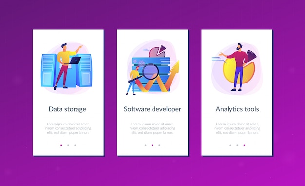 Vector big data tools app interface template.