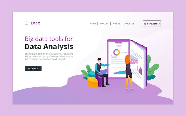 Big data tools for data analysis landing page template