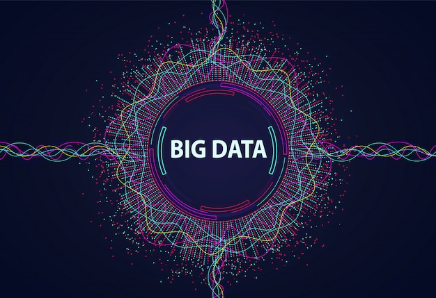 Big data. Visual information flow from points and lines.