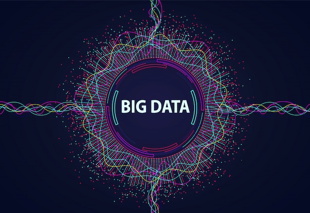 Vector big data. visual information flow from points and lines.