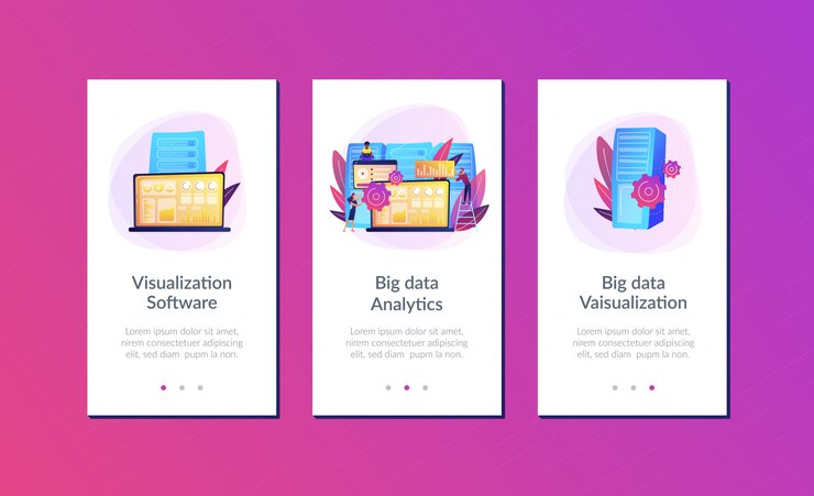 Vector big data visualization app interface template.