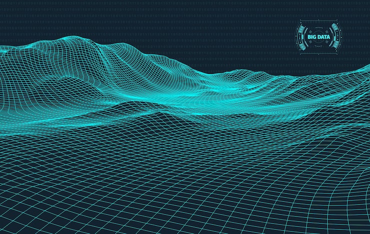 Vector big data visualization. background 3d .big data connection background. cyber technology ai tech wire network futuristic wireframe data visualisation. vector illustration . artificial intelligence .