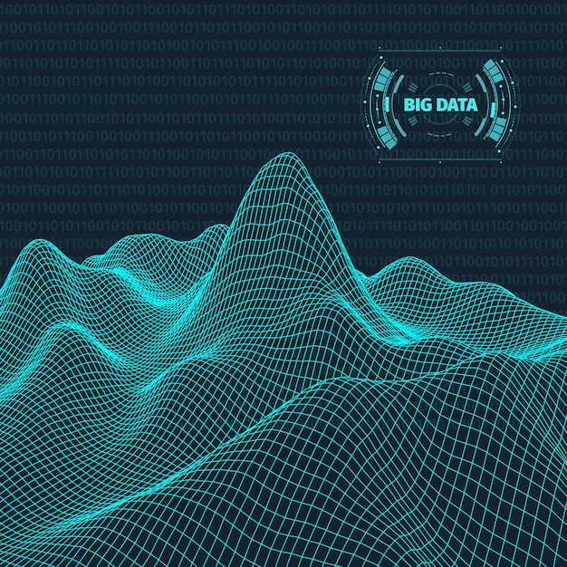 Big data visualization. Background 3d .Big data connection background. Cyber technology Ai tech wire network futuristic wireframe data visualisation. Vector illustration . Artificial intelligence .