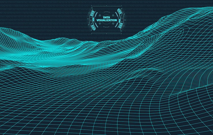 Vector big data visualization. background 3d .big data connection background. cyber technology ai tech wire network futuristic wireframe data visualisation. vector illustration . artificial intelligence .