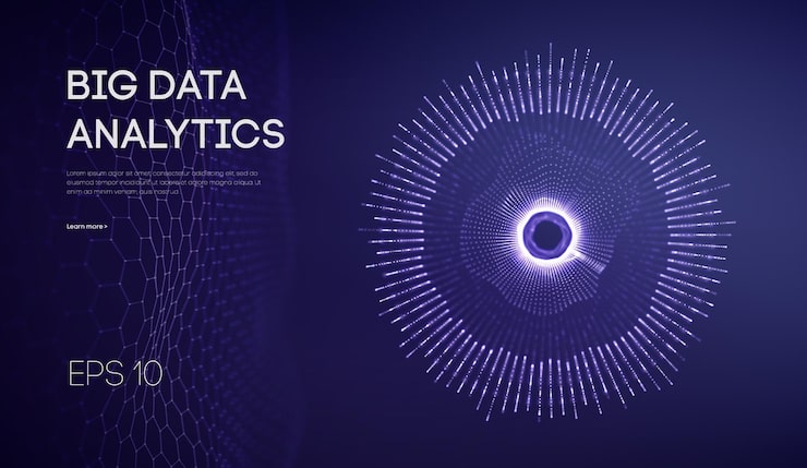 Vector big data visualization. background 3d .big data connection background. cyber technology ai tech wire network futuristic wireframe data visualisation. vector illustration . artificial intelligence .