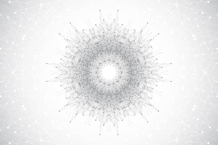 Vector big data visualization. big data machine learning algorithms. data array visualization. complexity wave flow points fractal grid. futuristic analysis of infographics information. vector illustration,
