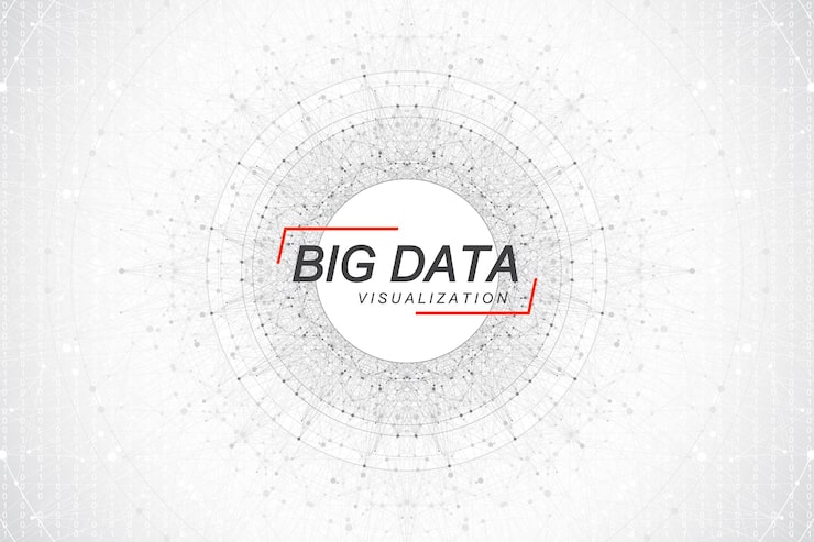 Vector big data visualization. big data machine learning algorithms. data array visualization. visual information complexity. futuristic analysis of infographics information. vector illustration.
