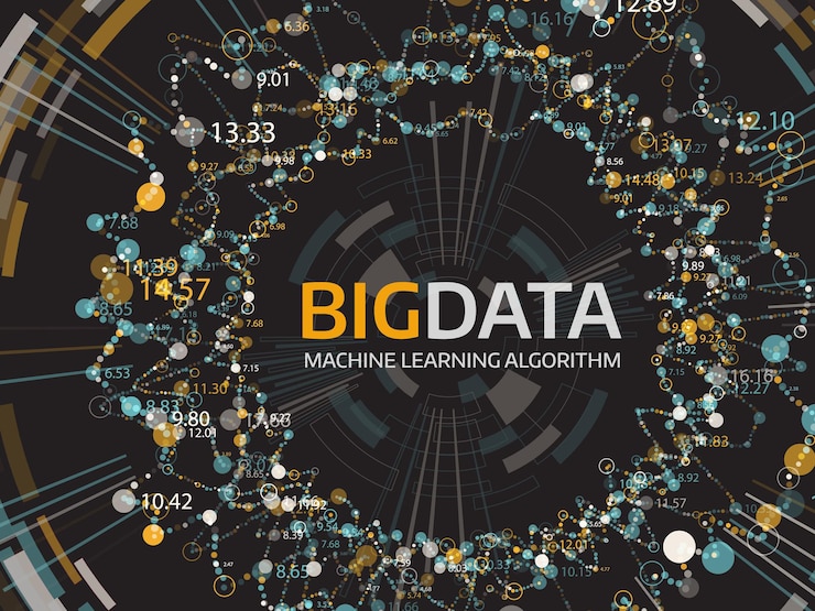 Vector big data visualization futuristic vector backgroundintricate data threads graphic social network or business analytics representation