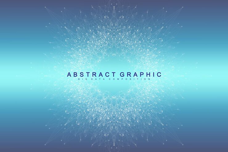 Vector 빅 데이터 시각화 그래픽 추상 배경 인공 지능 및 기계 학습 관점 깊이의 배경 화합물 벡터 일러스트 레이 션 빅 데이터와 가상 최소 배열